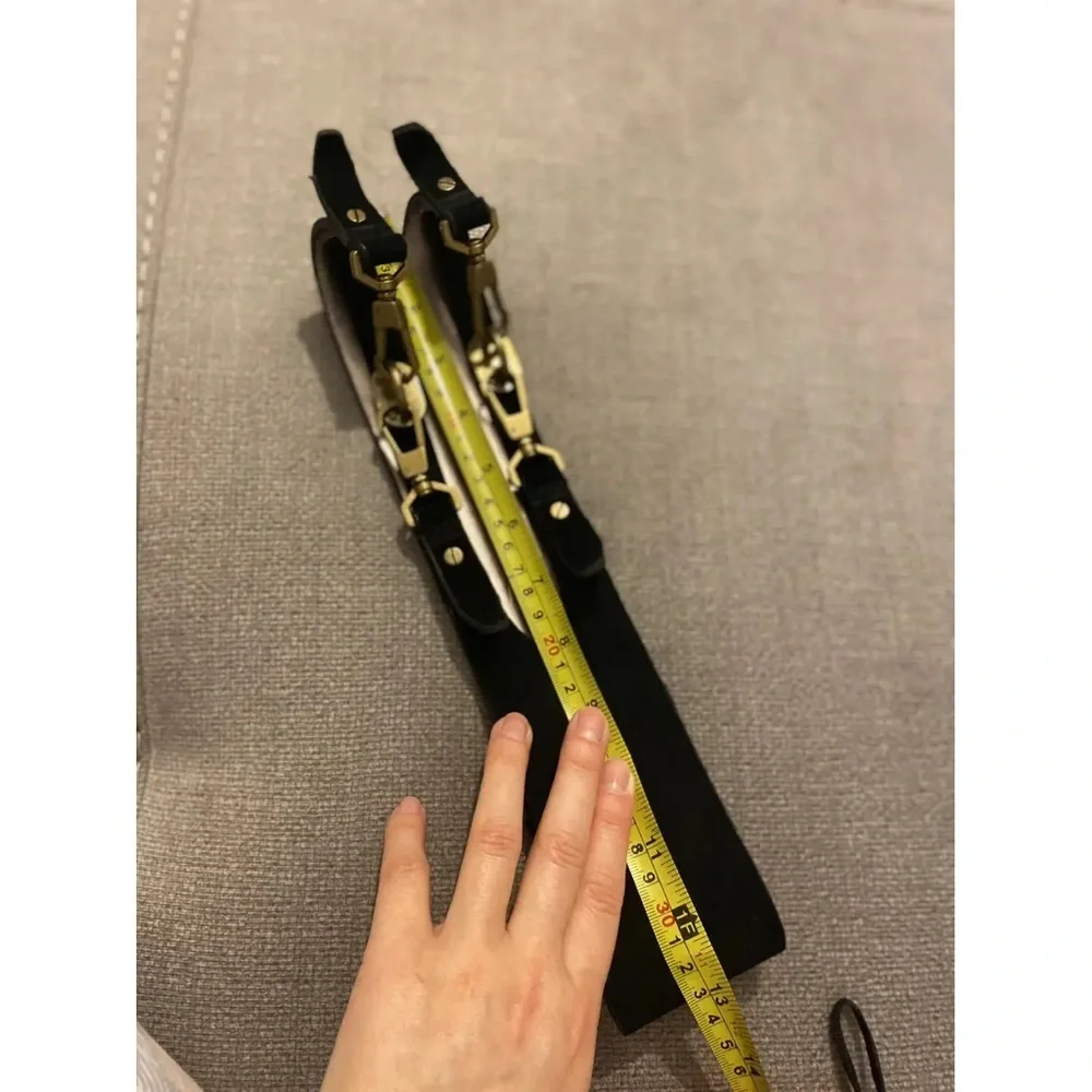 Rachel Zoe Black Genuine Leather Suede Statement Belt – Gold Hardware Runway XS